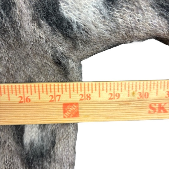 EUC Zara Oversized Mohair Leopard Cowl Neck Sweater - Gray and Black Sz Medium - Picture 4 of 11